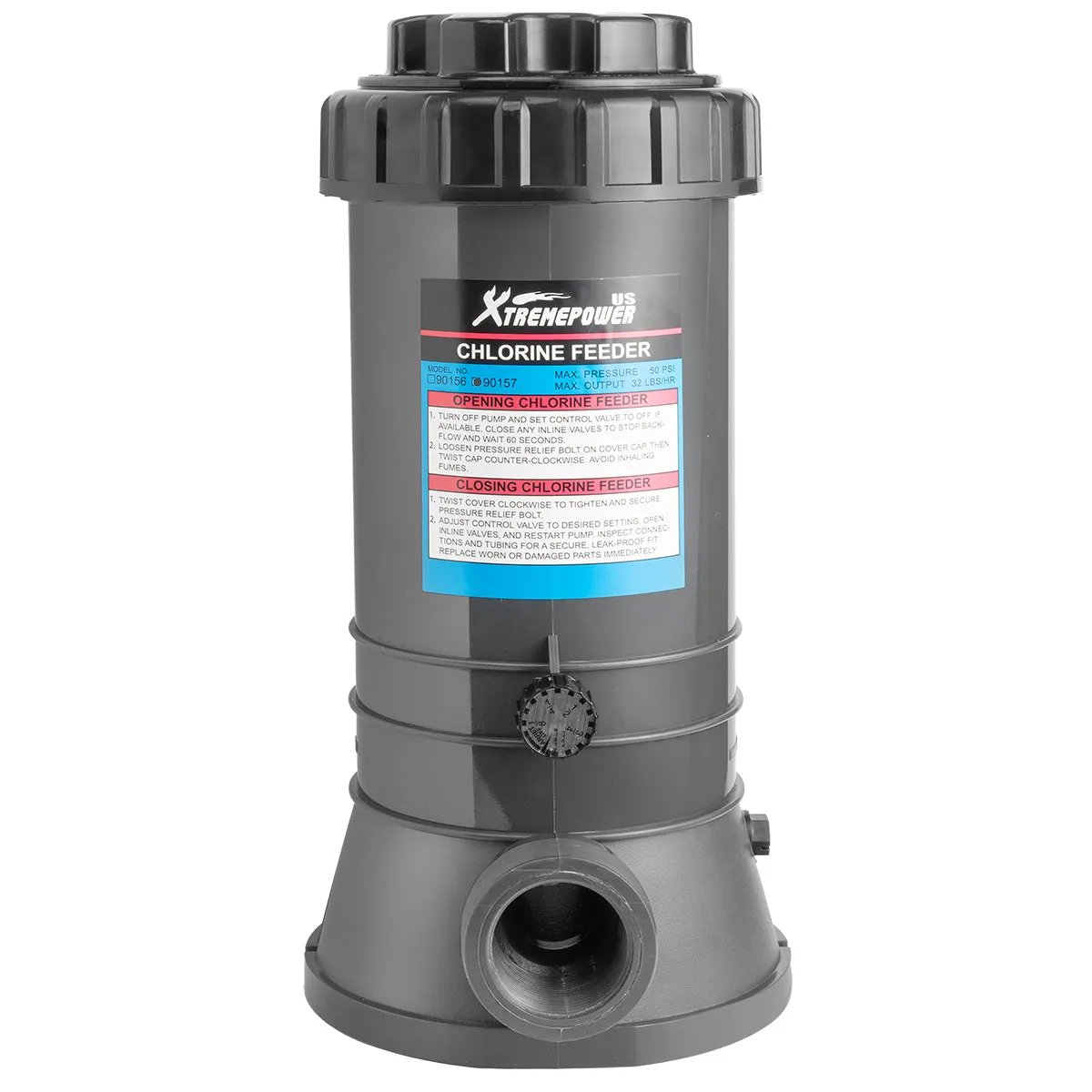 XtremepowerUS Inline Automatic Chlorinator Chemical Chlorine Feeder for Above Ground Pool, Inground Swimming Pool Chlorine Dispenser Tablet in-line Auto Chlorinator 3-Inch