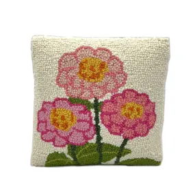 Zinnia Wool Hooked Pillow